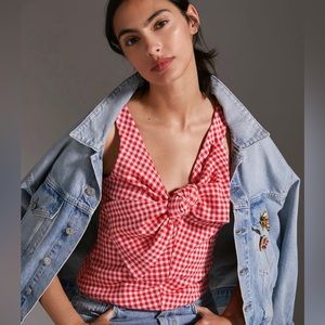 Anthropologie Eva Franco Gingham Bow Top